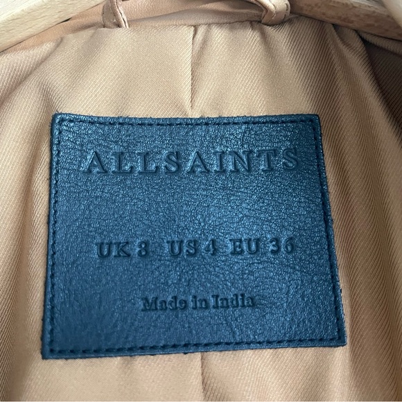 AllSaints Fern Dipdye Biker Sheep
Leather Moto Jacket Cognac Brown
Size US 4 - Picture 7 of 15